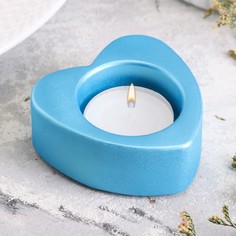 Подсвечник "Сердце малое. Мрамор" из гипса,7х3см,голубой Дарим красиво