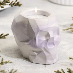 Подсвечник "Череп" из гипса с гранями, 6х9х6,5см,мрамор с фиолетовыми полосками Дарим красиво