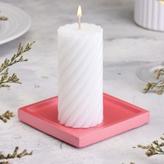 Подсвечник квадратный из гипса,10х1,5см,розовый Дарим красиво