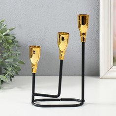 Подсвечник металл на 3 свечи "Афина" черный с золотом 13х5,8х22,2 см No Brand