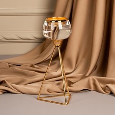 Подсвечник на 1 свечу «Изысканность», цвет золото, (металл, стекло, 9.5х9.5х22.5 см) No Brand