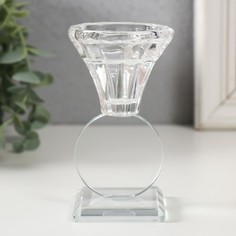 Подсвечник стекло на 1 свечу "Бутон на круге" d=2 и 3,5см 6х6х11 см No Brand