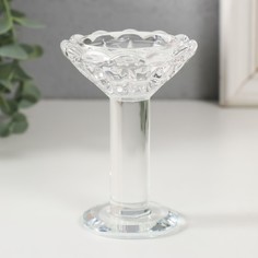 Подсвечник стекло на 1 свечу "Мельпомени" d=2 и 3,5см 6,7х6,7х9,2 см No Brand