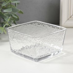 Подсвечник стекло на 1 свечу "Мятый квадрат" прозрачный 9х9х5,5 см No Brand