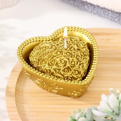Свеча "Сердце" 9х4,5см, золото No Brand