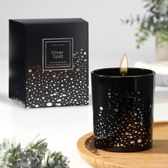 Свеча ароматическая "Silver Spot", ежевика, черный стакан No Brand
