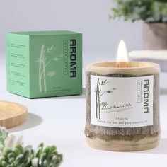 Свеча ароматическая в бамбуке "Кунулун", соевый воск, 25ч, 150 гр, в коробке, 8,5х8 см No Brand