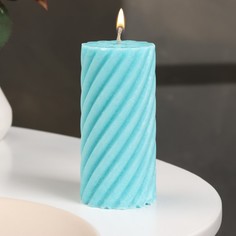 Свеча-цилиндр "Спираль",5х10 см, пальмовый воск, бирюзовая, 6 ч Дарим красиво