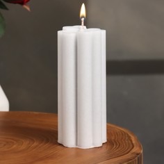 Свеча-цилиндр "Четырехлистник",4,5х10,5 см, пальмовый воск, серая, 6 ч Дарим красиво