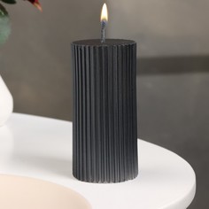 Свеча-цилиндр с гранями,5х10 см, пальмовый воск, мокрый асфальт, 6 ч Дарим красиво