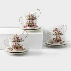 Сервиз фарфоровый чайный Spring, 12 предметов: 6 кружек 220 мл, 6 блюдец d=15 см, цвет бел No Brand