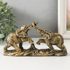 Сувенир полистоун "Игры слонов" под бронзу 19х5,5х9,5 см No Brand