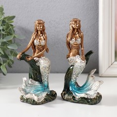 Сувенир полистоун "Русалка на волне" МИКС 7,8х5,2х13,5 см (2 шт.) No Brand