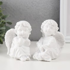 Сувенир полистоун "Сидящий в платье ангелочек" МИКС 6,3х8х9,5 см No Brand