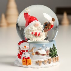 Сувенир полистоун водяной шар "Дед Мороз со скрипкой" 7х8х9 см (6 шт.) No Brand