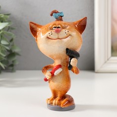 Сувенир полистоун лак "Кошечка парикмахер" 8х7,2х13,5 см (2 шт.) No Brand