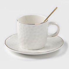 Чайная пара керамическая «Роскошь», 3 предмета: кружка 200 мл, блюдце d=15 см, ложка h=13 No Brand