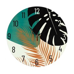 Часы настенные, серия: Интерьер, "Листья", дискретный ход, d-23 см Solomon