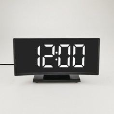 Часы настольные электронные: будильник, термометр, календарь, белые цифры, 17х9.5х4.2 см No Brand