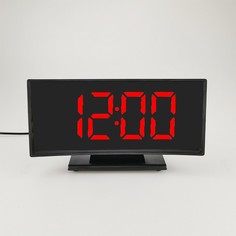 Часы настольные электронные: будильник, термометр, календарь, красные цифры, 17х9.5х4.2 см No Brand