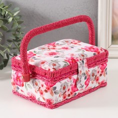Шкатулка для рукоделия "Розовые цветы" 18х12х9,5 см No Brand