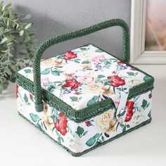 Шкатулка для рукоделия "Садовые цветы" 20х20х11 см No Brand
