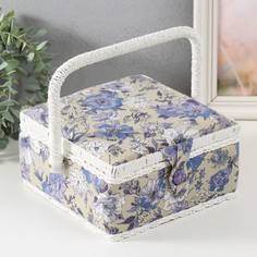 Шкатулка для рукоделия "Сиреневая цветочная поляна" 20х20х11 см No Brand