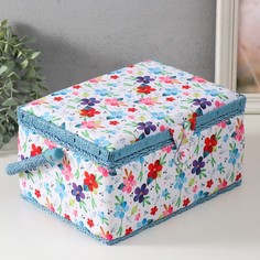 Шкатулка для рукоделия "Цветение на белом" 19х26х14,5 см No Brand