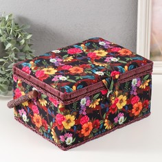 Шкатулка для рукоделия "Цветочный сад в ночи" 19х26х14,5 см No Brand
