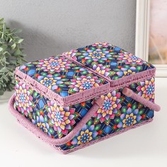 Шкатулка для рукоделия "Цветы калейдоскопа" 19х26х14,5 см No Brand