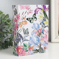 Шкатулка-книга дерево, кожзам "Цветочный сад с бабочками" 4,5х13х18 см No Brand