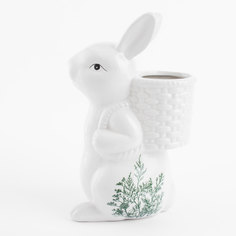 Ваза для цветов, 22 см, декоративная, керамика, белая, Кролик с корзиной, Easter blooming Kuchenland