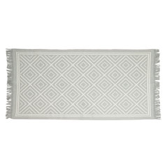 Коврик, 80х150 см, двусторонний, с бахромой, акрил, бело-серый, Узор, Carpet Kuchenland