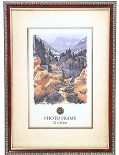 Фоторамка пластиковая 21x30, РОССИЯ, кружево/бордо Pioneer