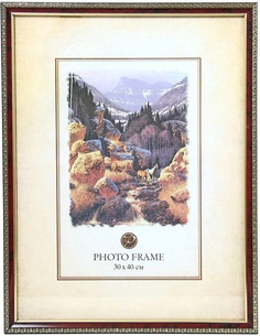 Фоторамка пластиковая 30x40, РОССИЯ, кружево/бордо Pioneer