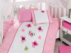 Комплект постельного белья Cotton Box Бабочки, ясельный, ранфорс, розовый