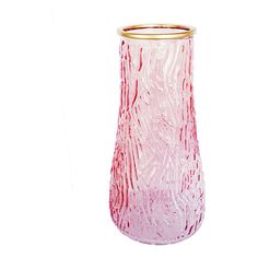 Ваза стеклянная настольная декоративная 7 см розовая с золотым No Brand