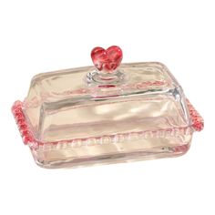 Масленка Розе стекло прозрачно-розовая 17 x 10,5 см No Brand