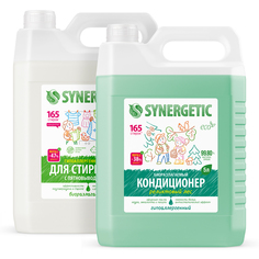 Набор для стирки Synergetic гель с пятновыводителем 5 л, кондиционер Реликтовый лес 5 л