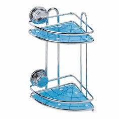 Полка для ванной комнаты Tatkraft Vacuum Screw угловая двухъярусная хром