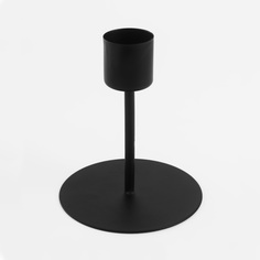 Подсвечник, 10 см, для тонкой свечи, на ножке, металл, черный, Black style Kuchenland
