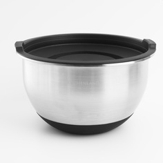 Миска, 1,5 л, с крышкой, сталь/пластик, черная, Black style Kuchenland