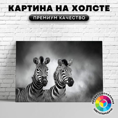 Картина на холсте Зебры на фоне дымки 60х45 см Art Wild