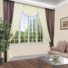 Классическая штора КаСЛ Sharin, 200x250/160x80 см, крем/шоколад, 81010