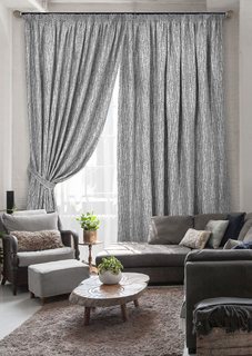 Классическая штора Kauffort Calpe-ST, 136x270/450x270 см, серый/черный, 123179660