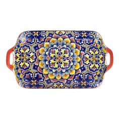 Поднос Nouvelle Home Arabesque фарфор красный 30 х 16,5 х 3 см