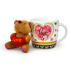 Кружка с мишкой АККУ LOVE Набор подарочный 300 мл костяной фарфор