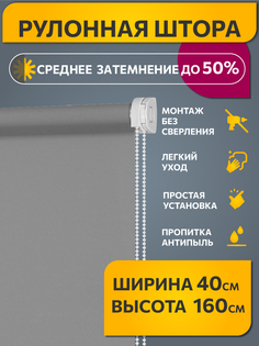 Штора рулонная Decofest 80357486 40x160 см серая