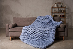 Плед Dollywool 160х200 см, серый с голубым отливом
