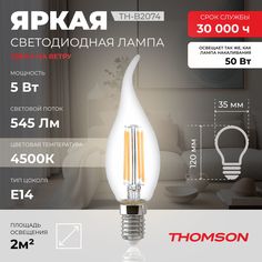 Лампочка светодиодная Thomson, TH-B2074, 5W, E14